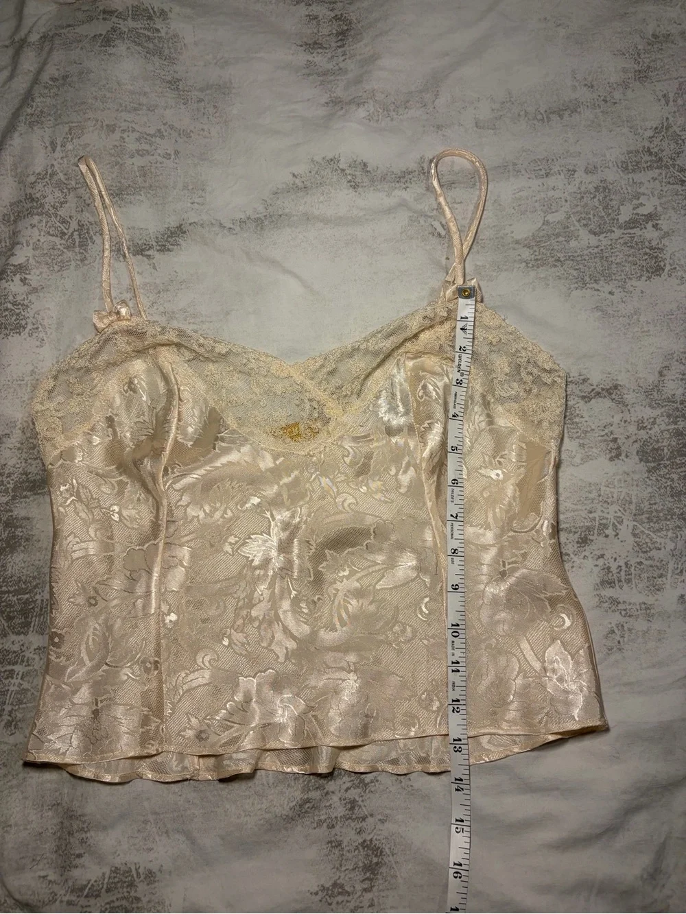 Vintage Victoria’s Secret Ivory Floral Jacquard Cami & Tap Panty Set